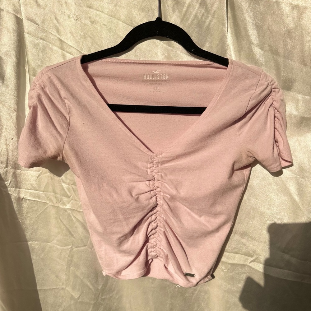 Hollister Women's Baby Pink Ruched Top